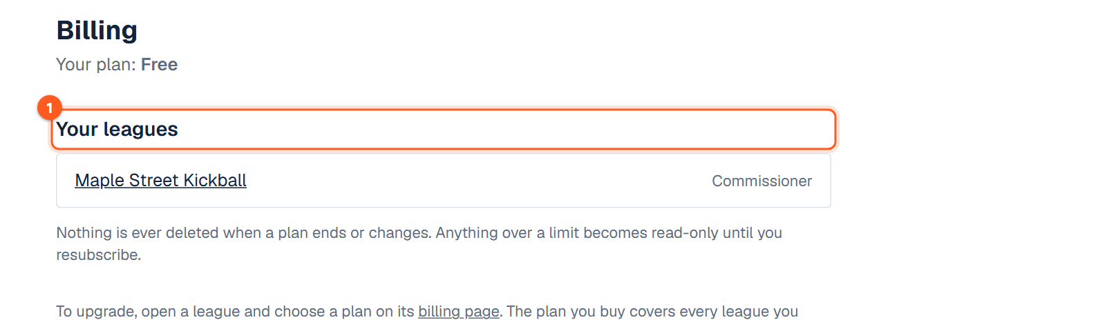The Your plan screen listing your leagues