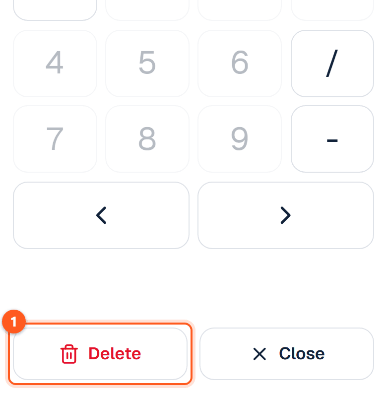 The Delete key at the foot of a saved game's sheet