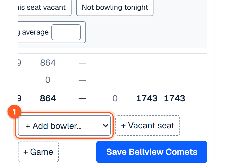 The + Add bowler list under the card