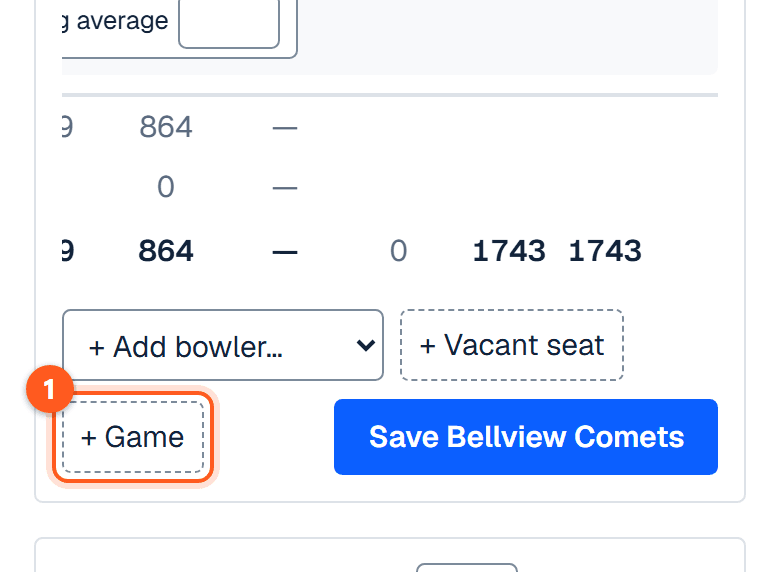 The + Game button under the card